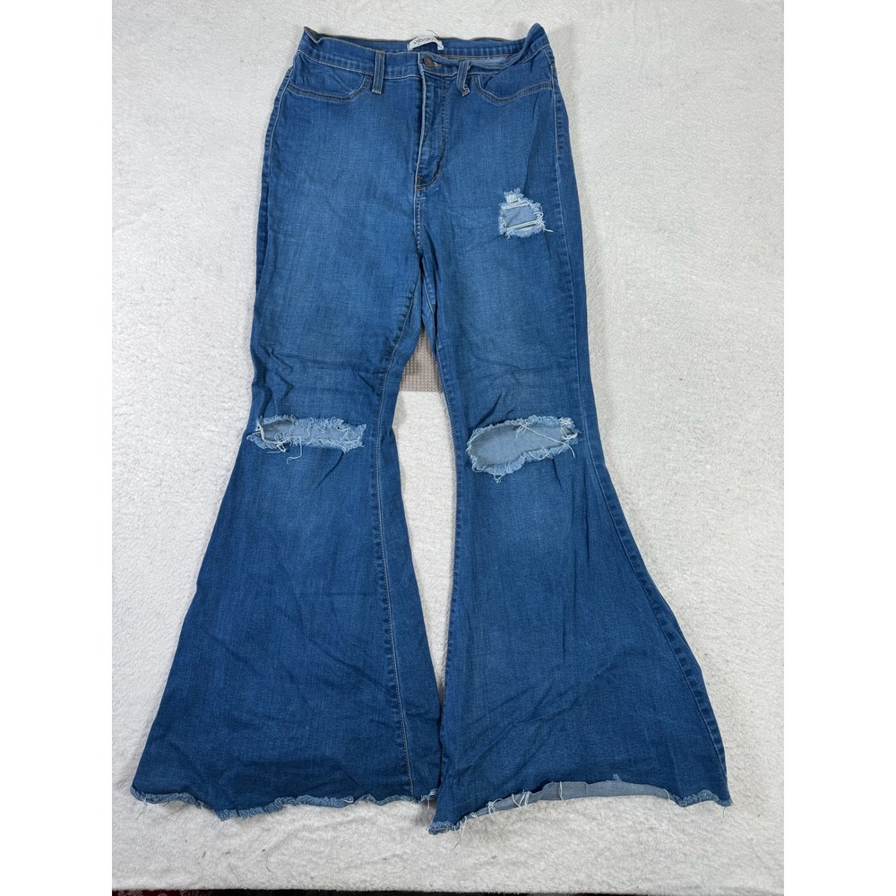 Vibrant MIU Flare Jeans Womens 15 W31 Blue Good Distressed High Rise Bell Bottom